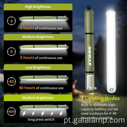 Tubo inflável ao ar livre, luz de acampamento, luz de emergência